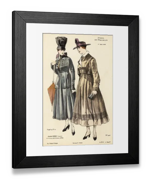 Framed Print : Two fashionable women on a spring stroll, WWI Framed Print : Two fashionable women on a spring stroll, WWI