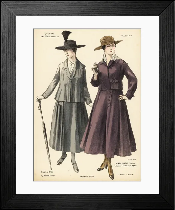 Framed Print : Two fashionable women on a summer stroll, WWI Framed Print : Two fashionable women on a summer stroll, WWI