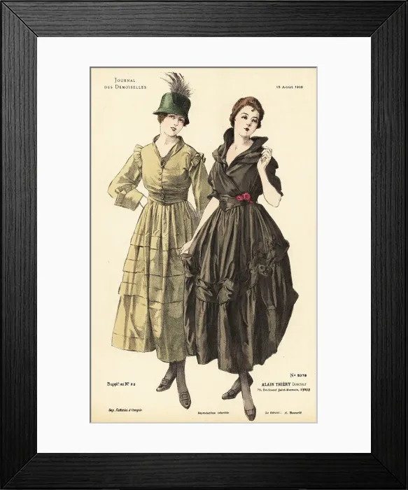 Framed Print : Two fashionable women on a summer stroll, WWI Framed Print : Two fashionable women on a summer stroll, WWI
