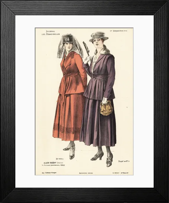 Framed Print : Two fashionable women on a winter stroll, WWI Framed Print : Two fashionable women on a winter stroll, WWI