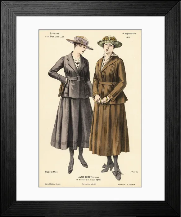 Framed Print : Two fashionable women on an autumn stroll, WWI Framed Print : Two fashionable women on an autumn stroll, WWI