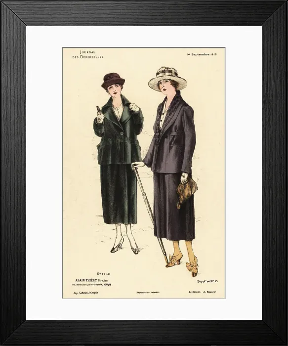 Framed Print : Two fashionable women on an autumn stroll, WWI Framed Print : Two fashionable women on an autumn stroll, WWI