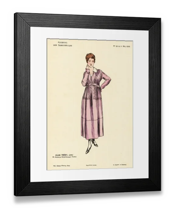 Framed Print : Fashionable woman in a lilac dress, WWI Framed Print : Fashionable woman in a lilac dress, WWI