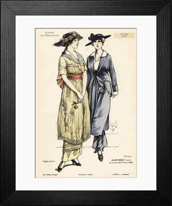 Framed Print : Two fashionable women in ankle-length dresses, WWI Framed Print : Two fashionable women in ankle-length dresses, WWI