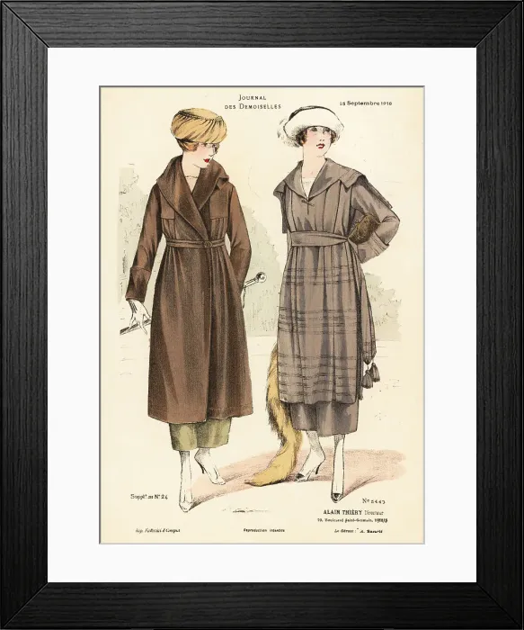 Framed Print : Two fashionable women on an autumn stroll in a park, WWI Framed Print : Two fashionable women on an autumn stroll in a park, WWI