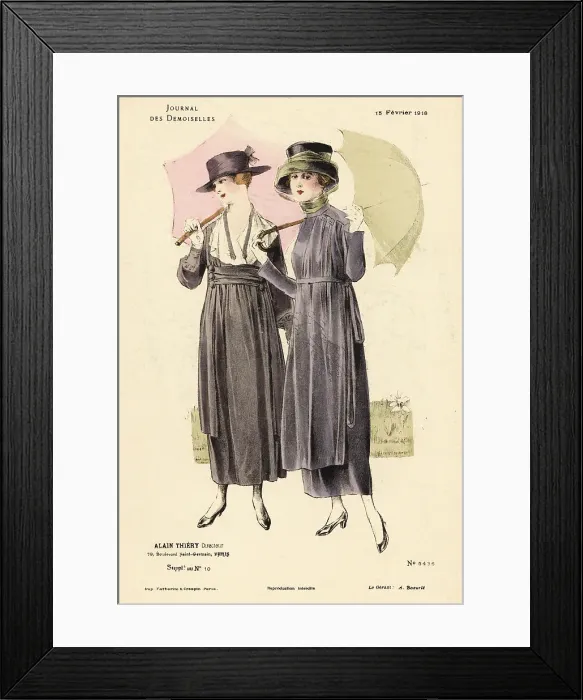 Framed Print : Two fashionable women on a winter stroll in a park, WWI Framed Print : Two fashionable women on a winter stroll in a park, WWI