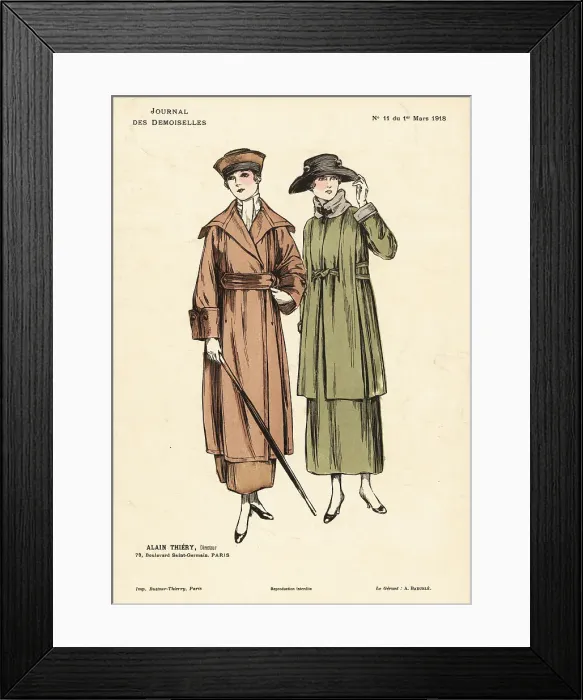 Framed Print : Two fashionable women on a winter stroll, WWI Framed Print : Two fashionable women on a winter stroll, WWI
