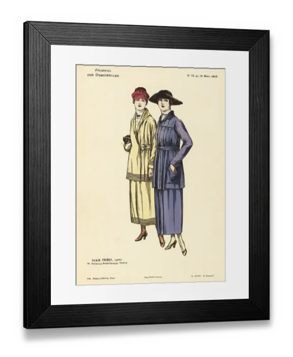 Framed Print : Two fashionable women on a winter stroll, WWI Framed Print : Two fashionable women on a winter stroll, WWI
