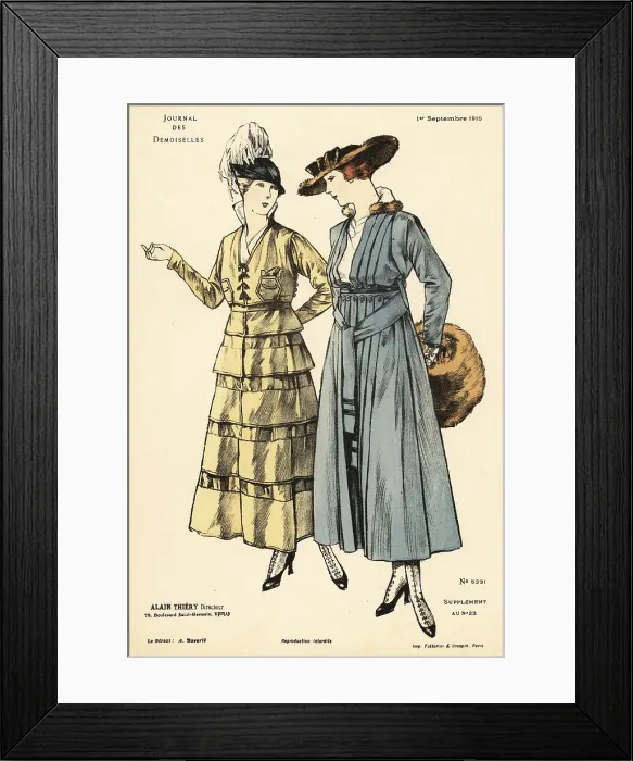 Framed Print : Two fashionable women in ankle-length dresses, WWI Framed Print : Two fashionable women in ankle-length dresses, WWI