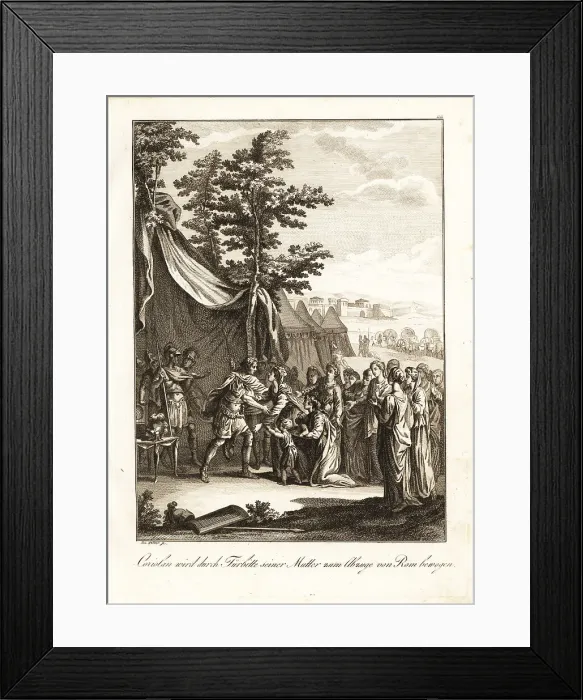 Framed Print : Coriolanus beseeched by his mother to halt his attack on Rome, 5 Framed Print : Coriolanus beseeched by his mother to halt his attack on Rome, 5