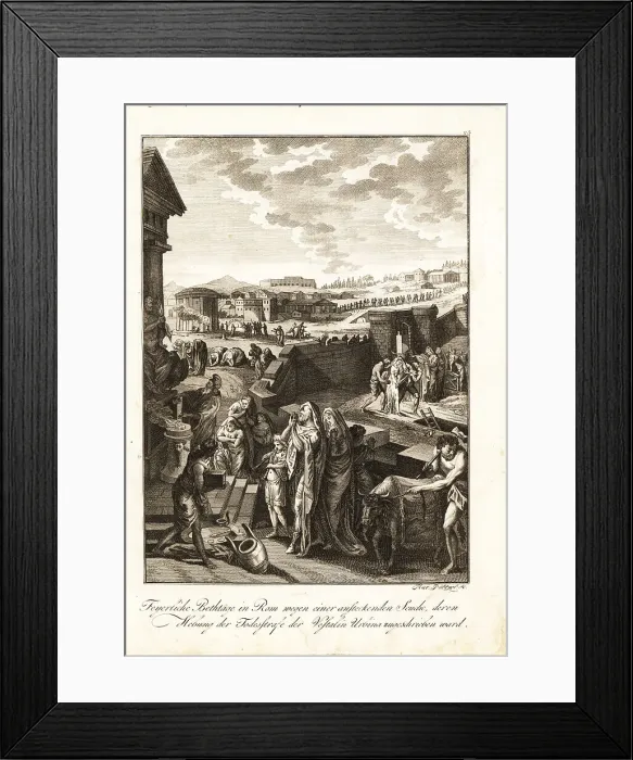 Framed Print : Romans praying at a temple to end the Antonine Plague, 2nd centu Framed Print : Romans praying at a temple to end the Antonine Plague, 2nd centu