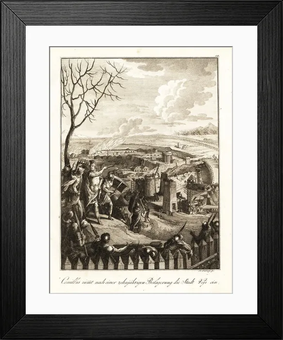 Framed Print : Roman general Camillus destroying the Etruscan city of Velus, 39 Framed Print : Roman general Camillus destroying the Etruscan city of Velus, 39