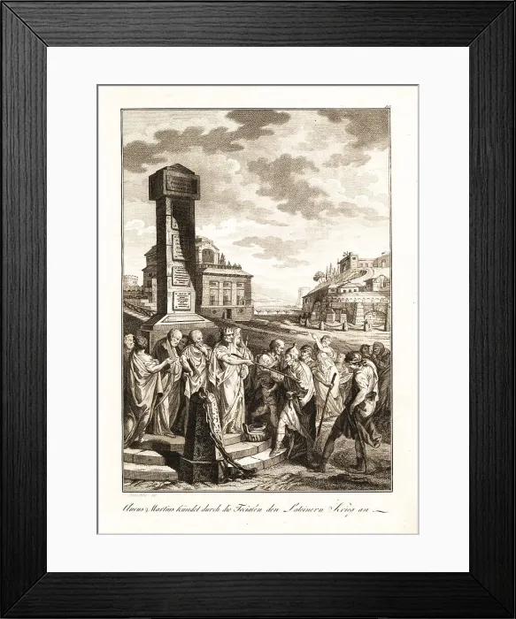 Framed Print : Ancus Marcius sending priests to declare war against the Latins