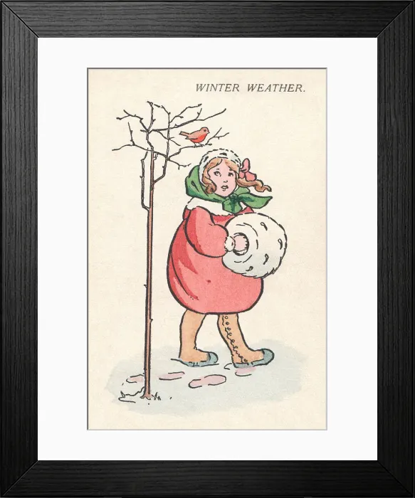 Framed Print : Winter. Christmas robin perched on a bare tree. Artist: Anne Anderson Date: circa 1917 Framed Print : Winter. Christmas robin perched on a bare tree. Artist: Anne Anderson Date: circa 1917