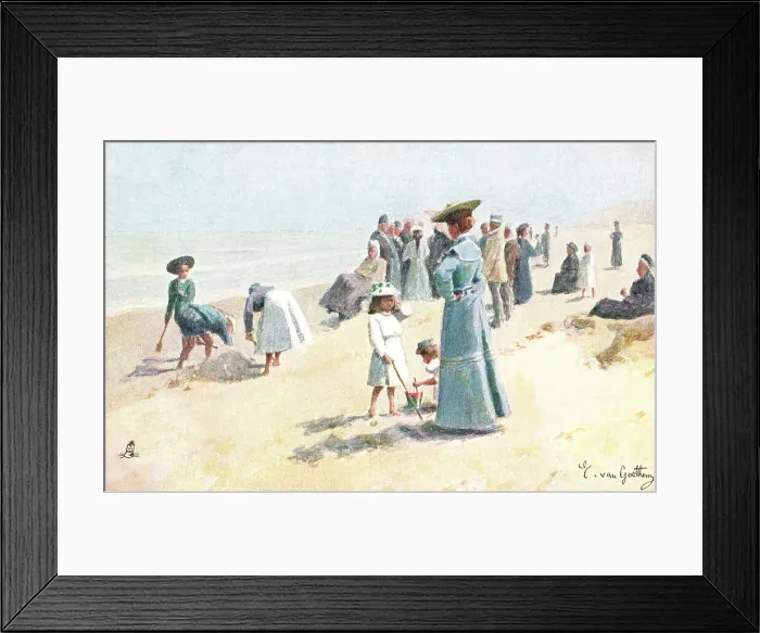 Framed Print : Edwardian Beach Scene Framed Print : Edwardian Beach Scene
