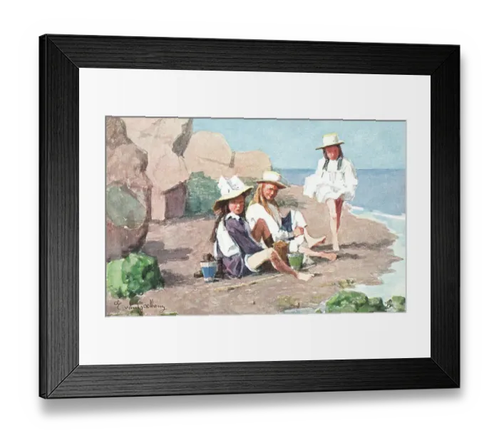 Framed Print : Edwardian Beach Scene Framed Print : Edwardian Beach Scene