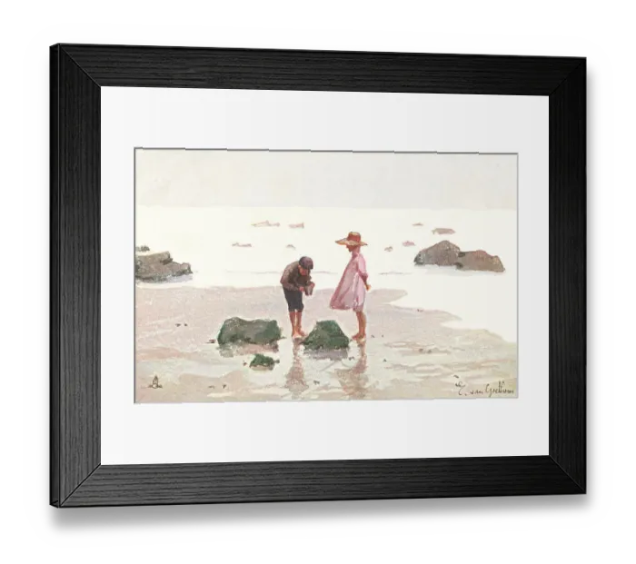 Framed Print : Edwardian Beach Scene Framed Print : Edwardian Beach Scene