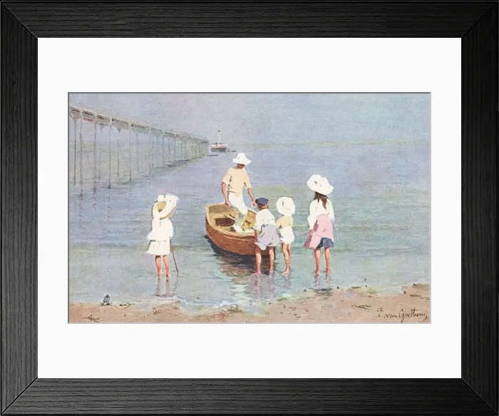 Framed Print : Edwardian Beach Scene Framed Print : Edwardian Beach Scene
