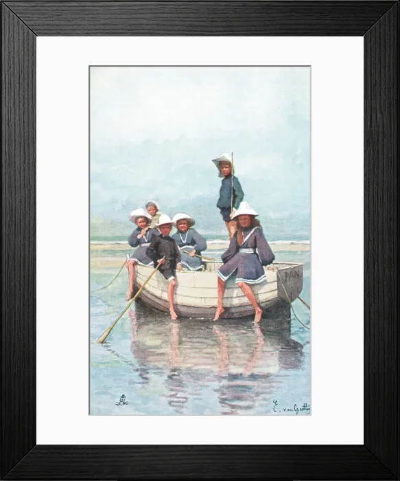 Framed Print : Edwardian Beach Scene Framed Print : Edwardian Beach Scene