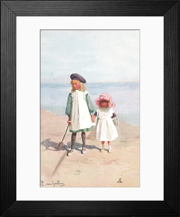 Framed Print : Edwardian Beach Scene Framed Print : Edwardian Beach Scene