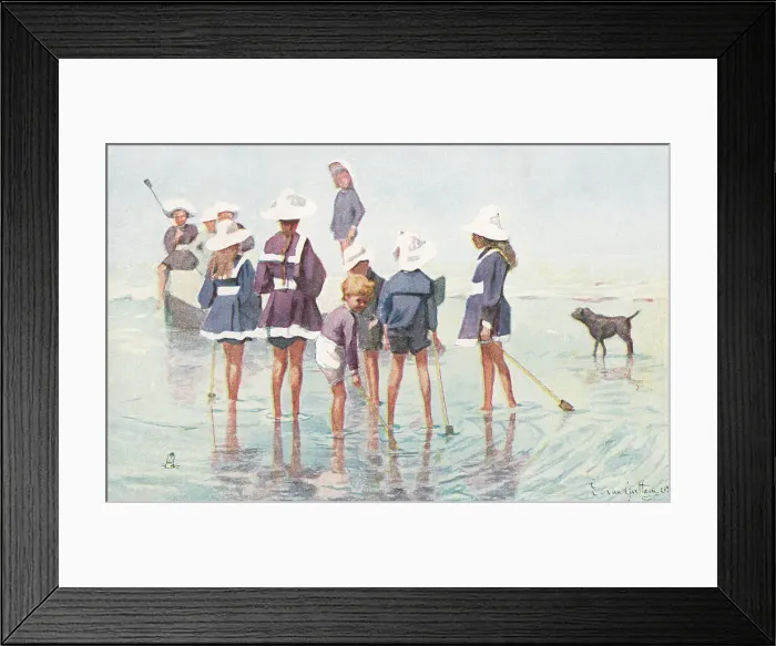 Framed Print : Edwardian Beach Scene Framed Print : Edwardian Beach Scene