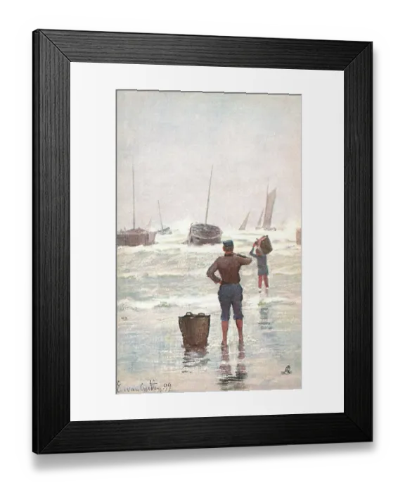 Framed Print : Edwardian Beach Scene Framed Print : Edwardian Beach Scene