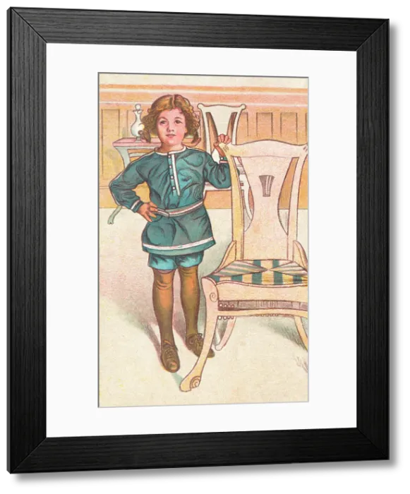 Framed Print : Young Boy by a Chair Framed Print : Young Boy by a Chair