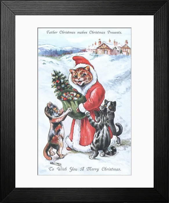 Framed Print : Louis Wain Santa Claus Framed Print : Louis Wain Santa Claus