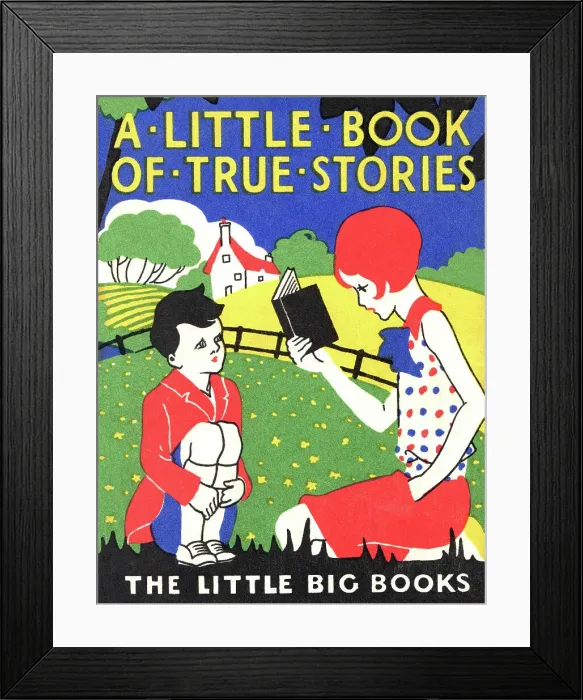 Framed Print : Girl and Boy Reading Framed Print : Girl and Boy Reading