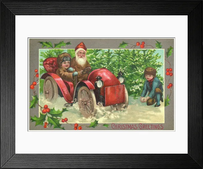 Framed Print : Santa in an Automobile Framed Print : Santa in an Automobile