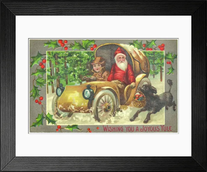 Framed Print : Santa in an Automobile Framed Print : Santa in an Automobile