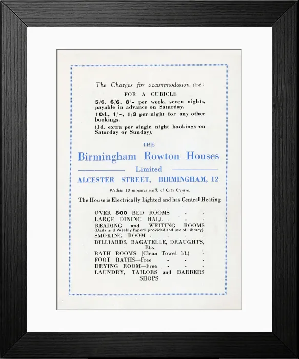 Framed Print : Rowton House, Birmingham Charges Framed Print : Rowton House, Birmingham Charges