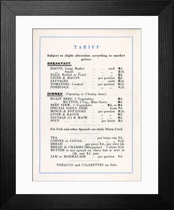 Framed Print : Rowton House, Birmingham Tariff Framed Print : Rowton House, Birmingham Tariff