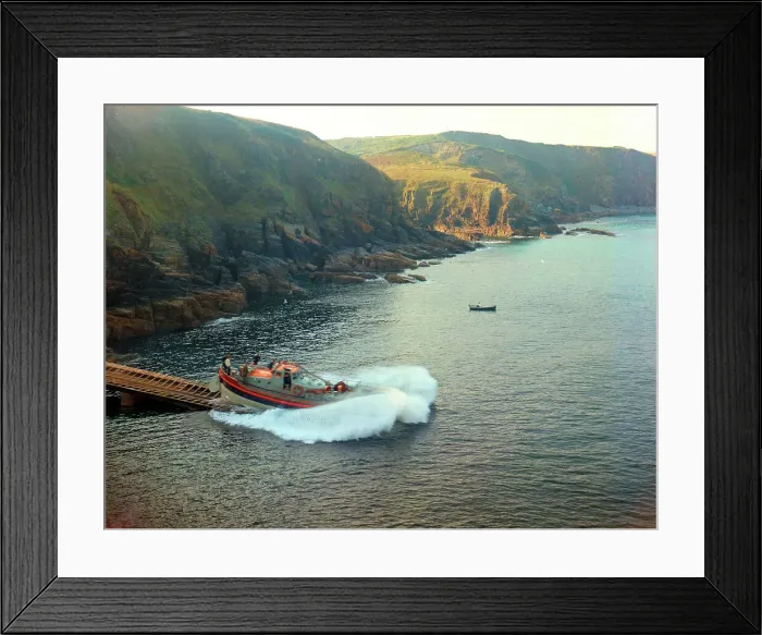 Framed Print : Launch of Lizard-Cadgwith Lifeboat, The Lizard Framed Print : Launch of Lizard-Cadgwith Lifeboat, The Lizard
