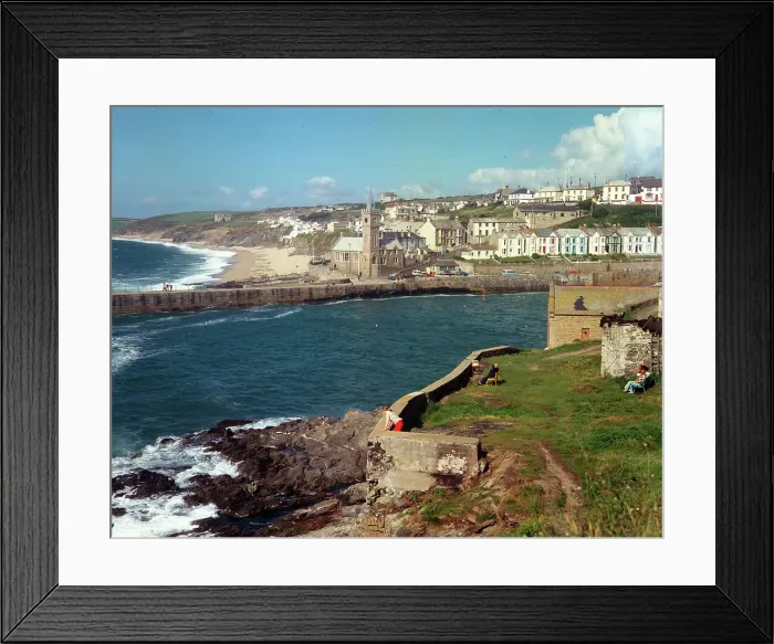 Framed Print : The harbour entrance and beach, Porthleven Framed Print : The harbour entrance and beach, Porthleven