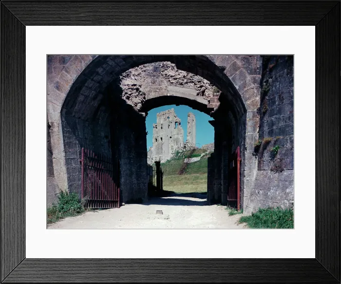 Framed Print : The main gate, Corfe Castle Framed Print : The main gate, Corfe Castle