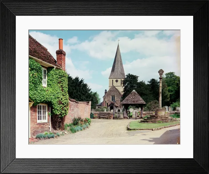 Framed Print : The lychgate and church, Shere Framed Print : The lychgate and church, Shere