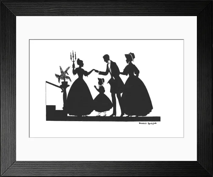 Framed Print : Silhouette - Postcard Design Framed Print : Silhouette - Postcard Design