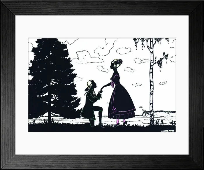 Framed Print : Silhouette - Postcard Design Framed Print : Silhouette - Postcard Design