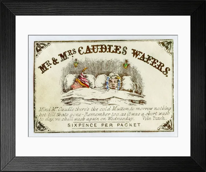 Framed Print : Mr and Mrs Caudles Wafers advertising label Framed Print : Mr and Mrs Caudles Wafers advertising label