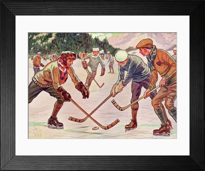 Framed Print : Ice Hockey in Canada 1928 drawn by J.P. Paterson Framed Print : Ice Hockey in Canada 1928 drawn by J.P. Paterson