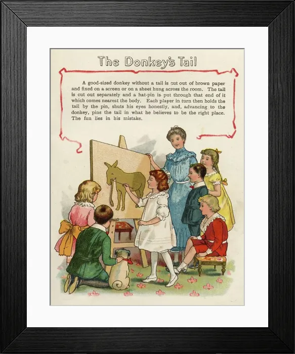 Framed Print : Children's Game Pinning the Tail on the Donkey Framed Print : Children's Game Pinning the Tail on the Donkey