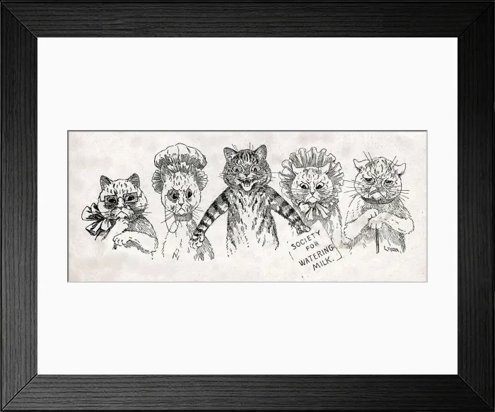 Framed Print : Mew for Milk, Louis Wain Cats Framed Print : Mew for Milk, Louis Wain Cats