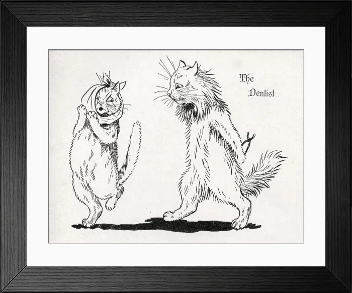 Framed Print : The Dentist part 1, Louis Wain Cats Framed Print : The Dentist part 1, Louis Wain Cats