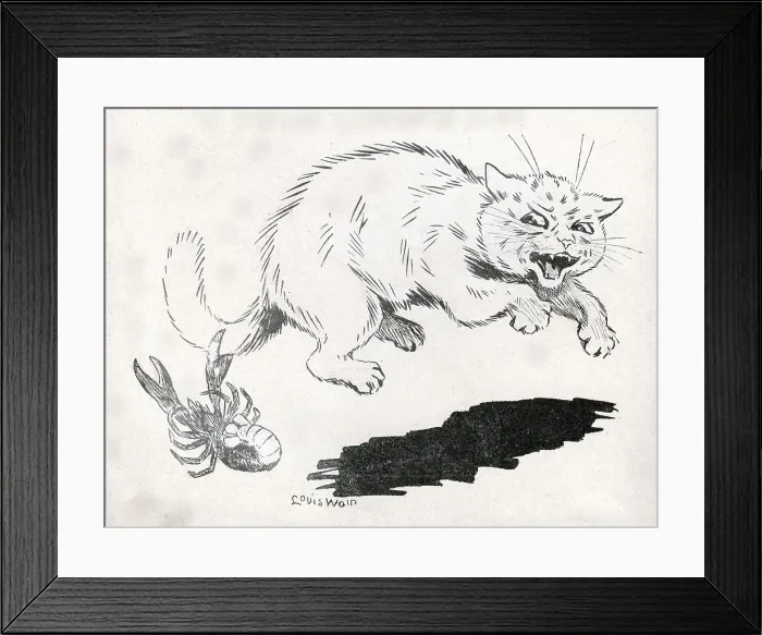 Framed Print : The Tale of a Tail, Louis Wain Cat bitten by a Lobster Framed Print : The Tale of a Tail, Louis Wain Cat bitten by a Lobster