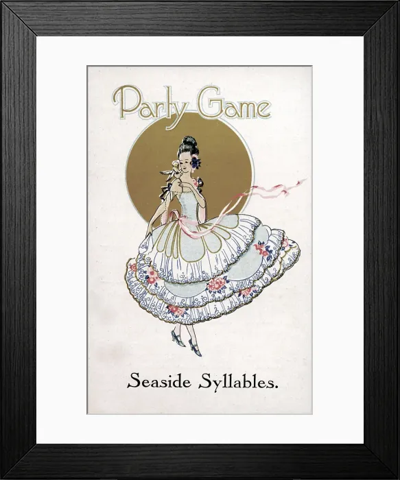 Framed Print : Art Deco Party Game Card, Seaside Syllables Framed Print : Art Deco Party Game Card, Seaside Syllables