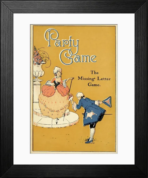 Framed Print : Party Game Card, The Missing Letter Game Framed Print : Party Game Card, The Missing Letter Game