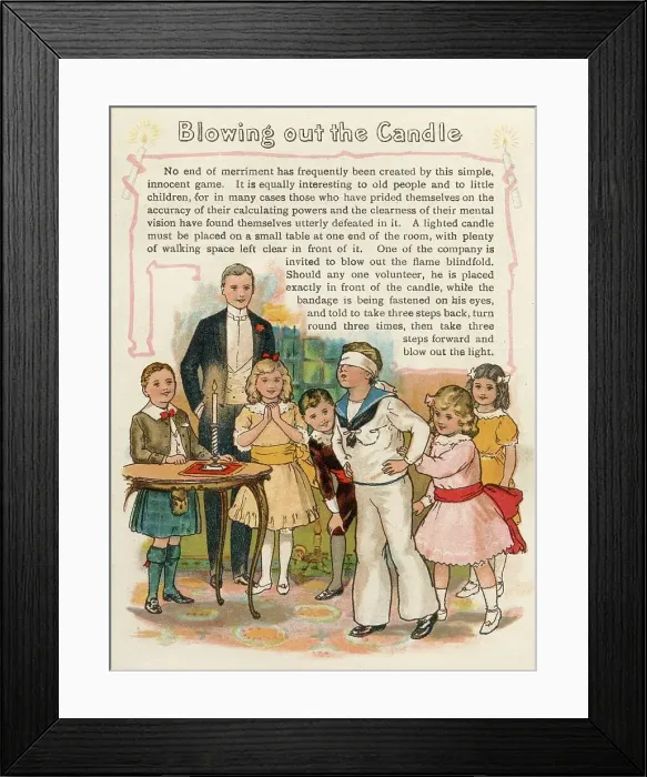 Framed Print : Children's Game Blowing out the Candle Framed Print : Children's Game Blowing out the Candle