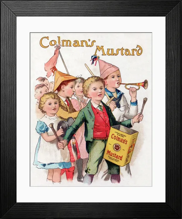 Framed Print : Colman's Mustard advert Children's musical band, circa 1905 Framed Print : Colman's Mustard advert Children's musical band, circa 1905