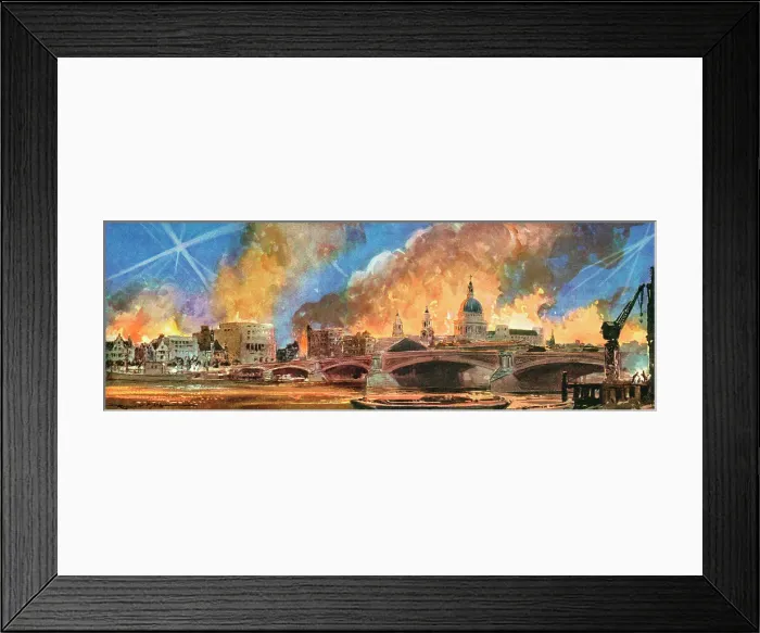 Framed Print : Fires across the Thames following WWII air raid Framed Print : Fires across the Thames following WWII air raid